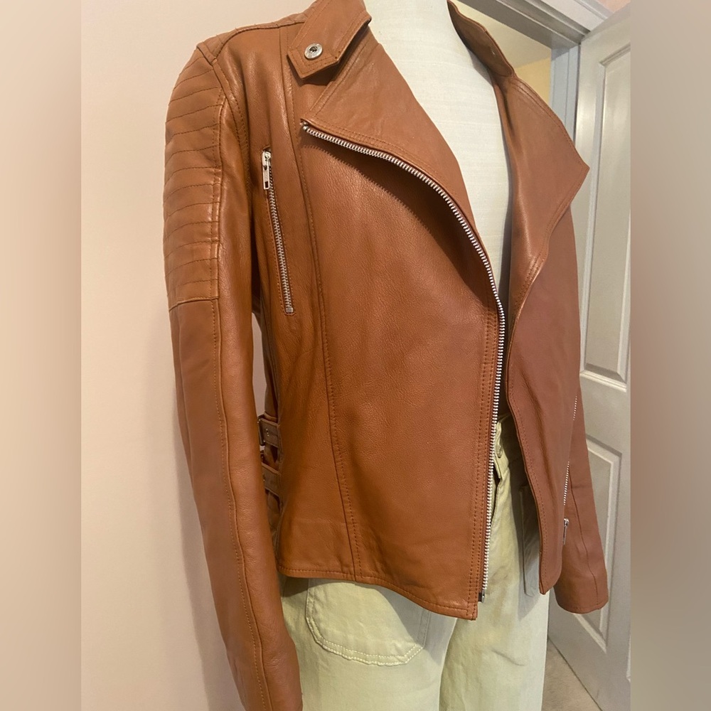 Classic Barneys British Tan Caramel Brown All Leather Jacket